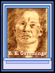 Pencil drawing of E. E. Cummings, seen looking through window. Drawing (C) 1997 Doug Wipf